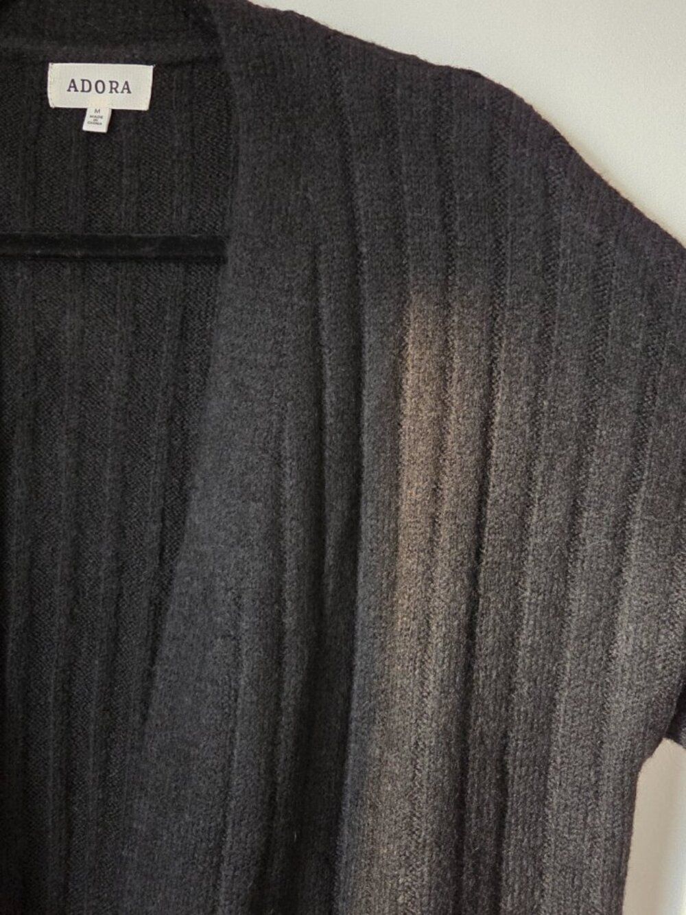 EUC LIKE NEW ADORA BLACK RIBBED SOFT OPEN LONG CARDIGAN SIZE M - Picture 5 of 16